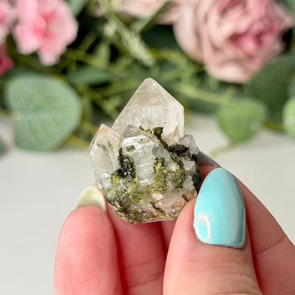 Small Epidote With Quartz Clusters