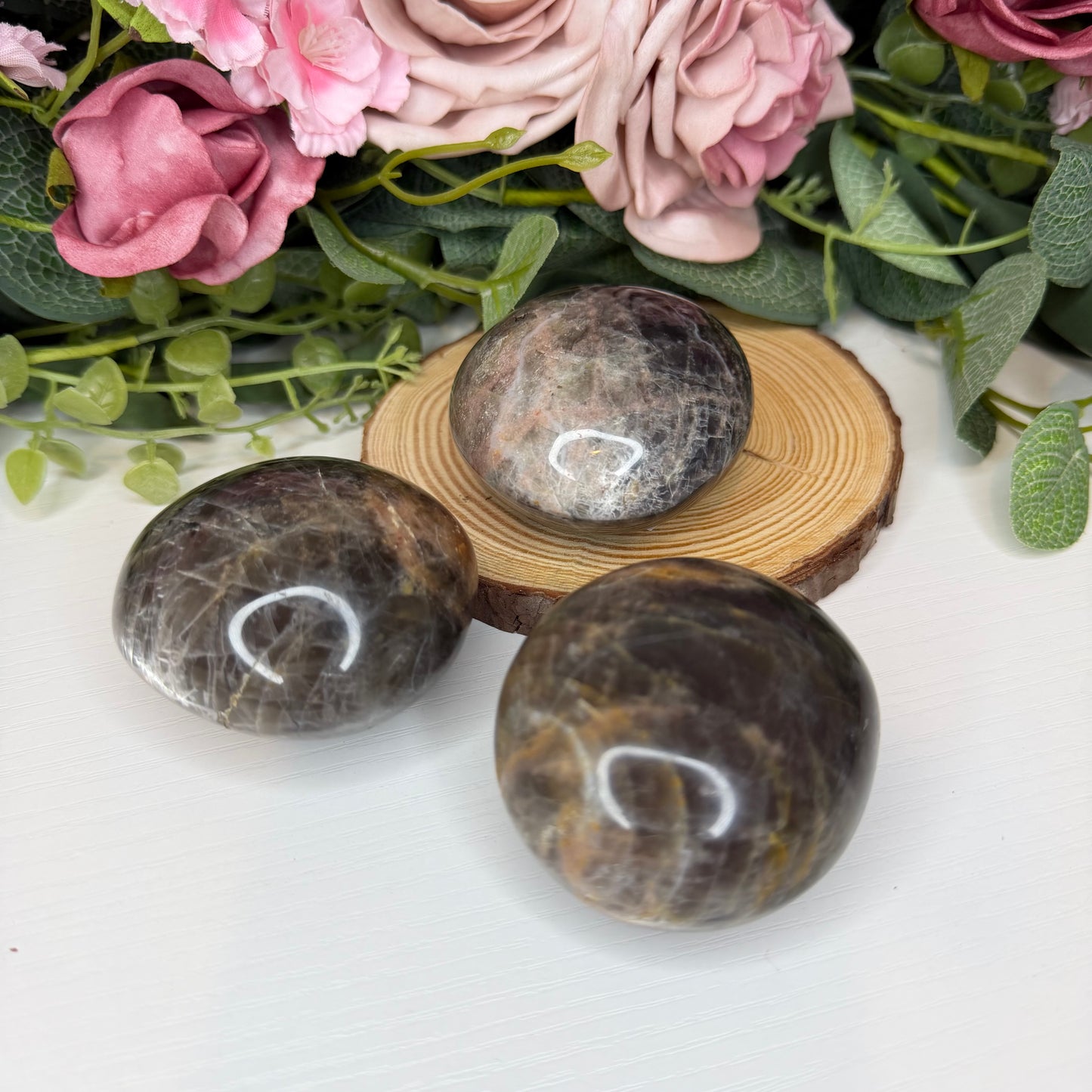 Chunky Black Moonstone Palmstones