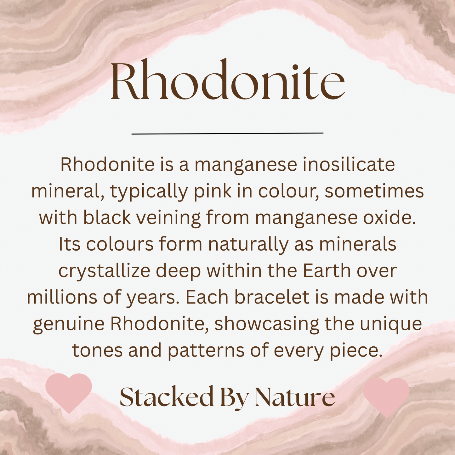 Rhodonite Bracelet with Heart Charm (6mm)