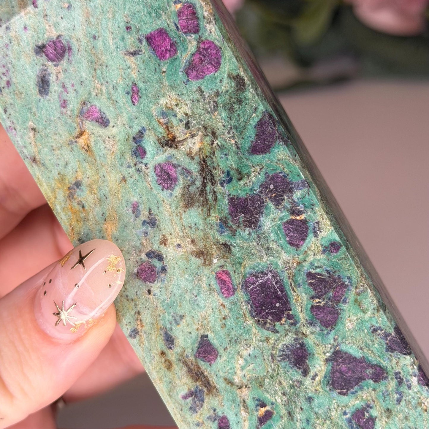 Ruby in Fuchsite Tower (Inperfect)  Polished Natural Stone (UV Reactive)  705g