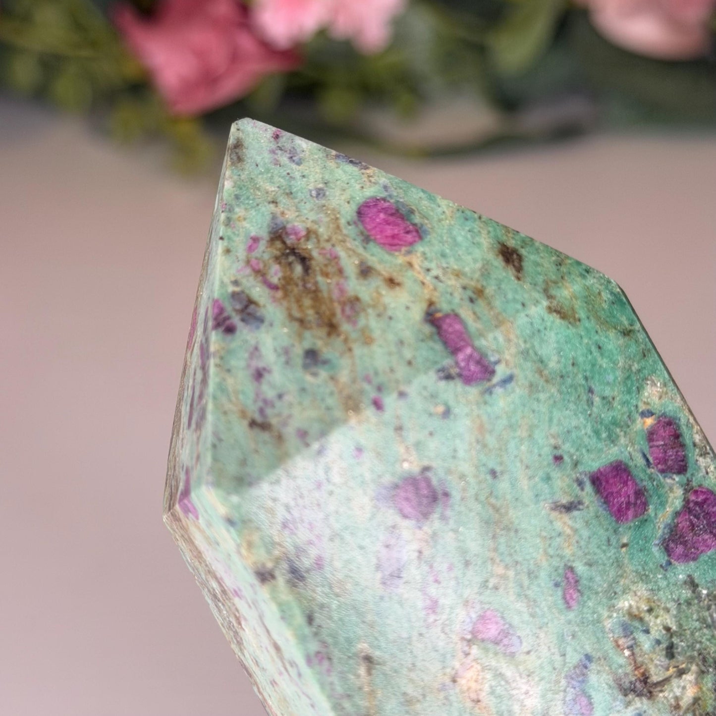 Ruby in Fuchsite Tower (Inperfect)  Polished Natural Stone (UV Reactive)  705g