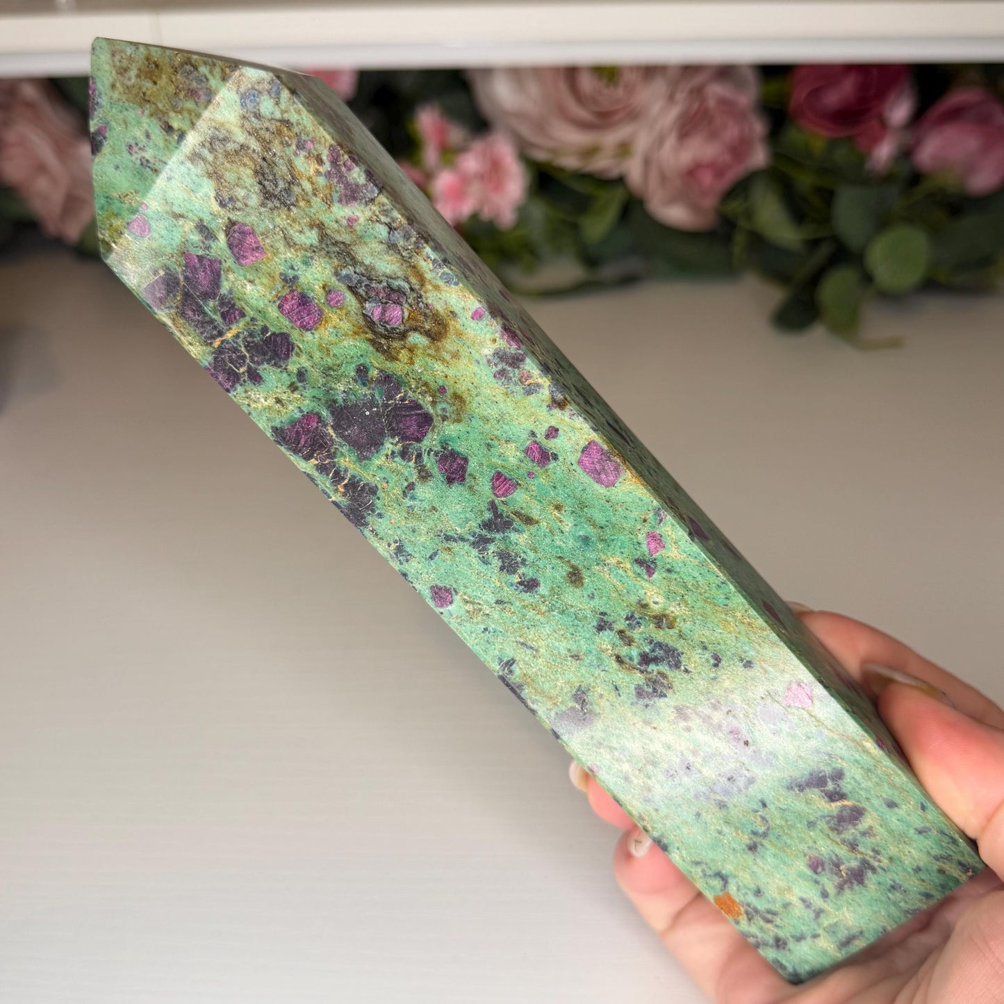Ruby in Fuchsite Tower (Inperfect)  Polished Natural Stone (UV Reactive)  705g