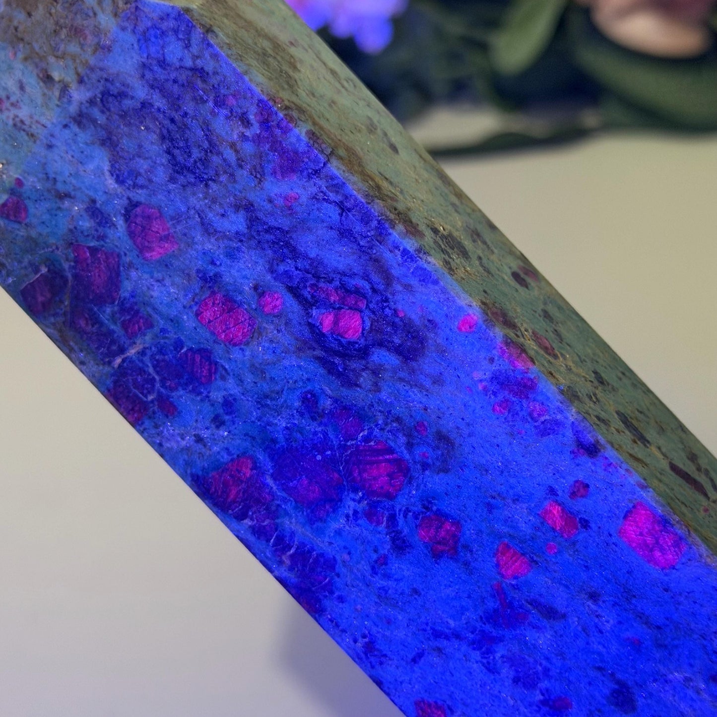 Ruby in Fuchsite Tower (Inperfect)  Polished Natural Stone (UV Reactive)  705g