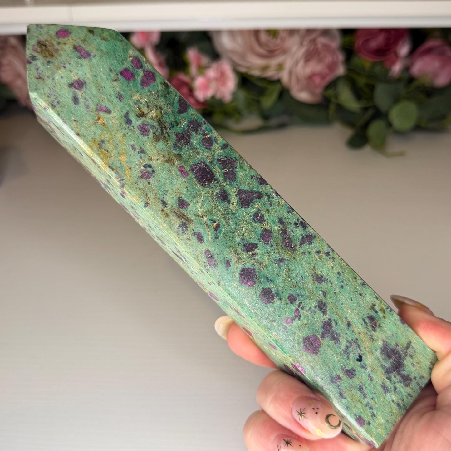 Ruby in Fuchsite Tower (Inperfect)  Polished Natural Stone (UV Reactive)  705g