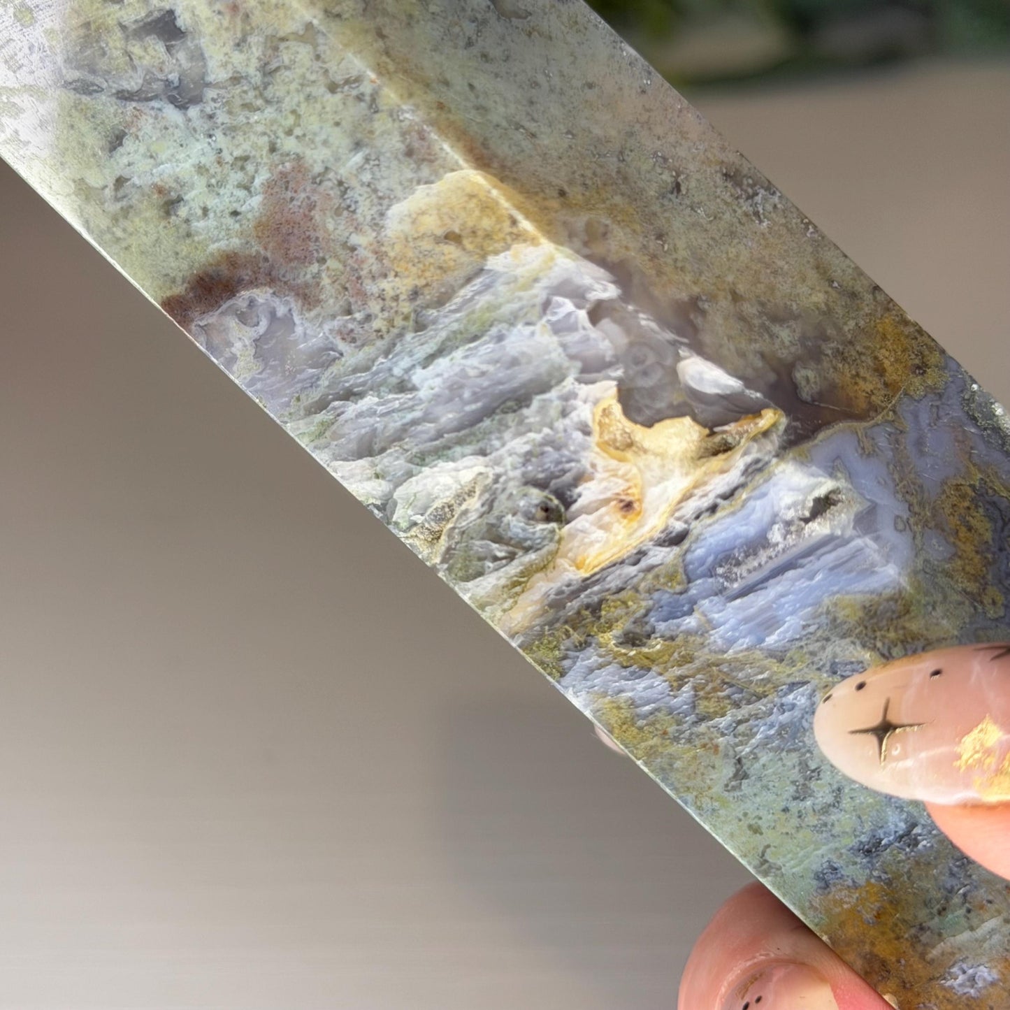 Druzy Moss Agate Tower  Polished Natural Stone